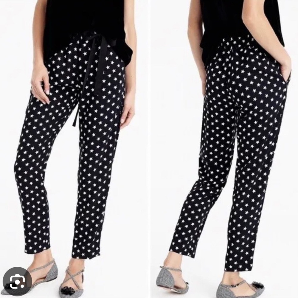 J. Crew Black Star Patterned Cropped Pants